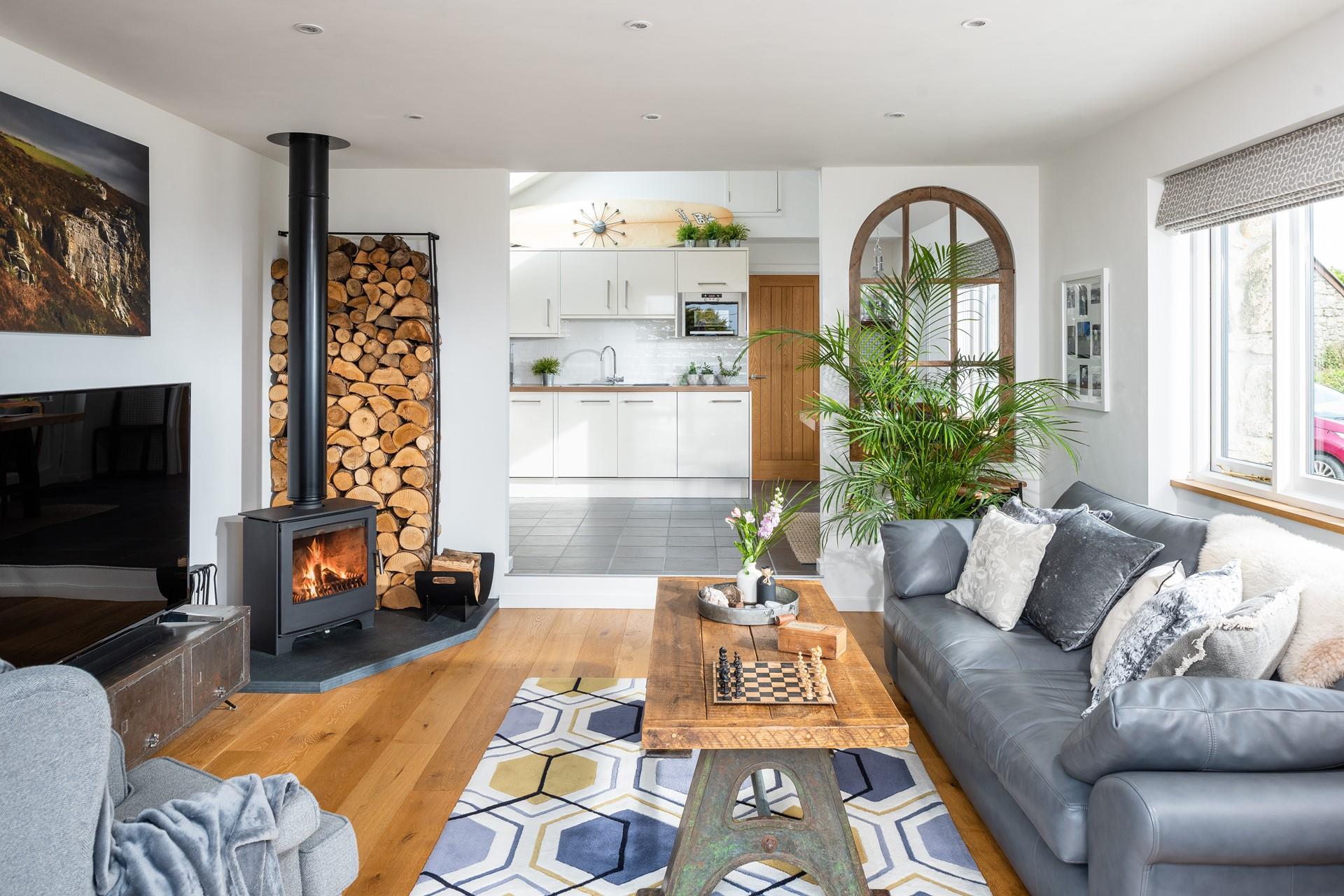 Set the scene with the woodburner and keep warm on those cooler evenings.