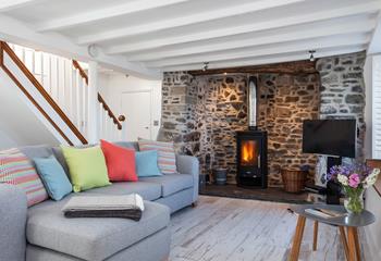 On cooler nights or winter days, light the woodburner which sits in the inglenook fireplace and snuggle up with your loved ones.