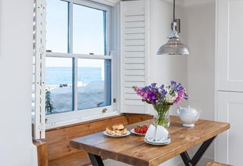 Sip your morning coffee whilst gazing out at Coverack's picturesque harbour. 