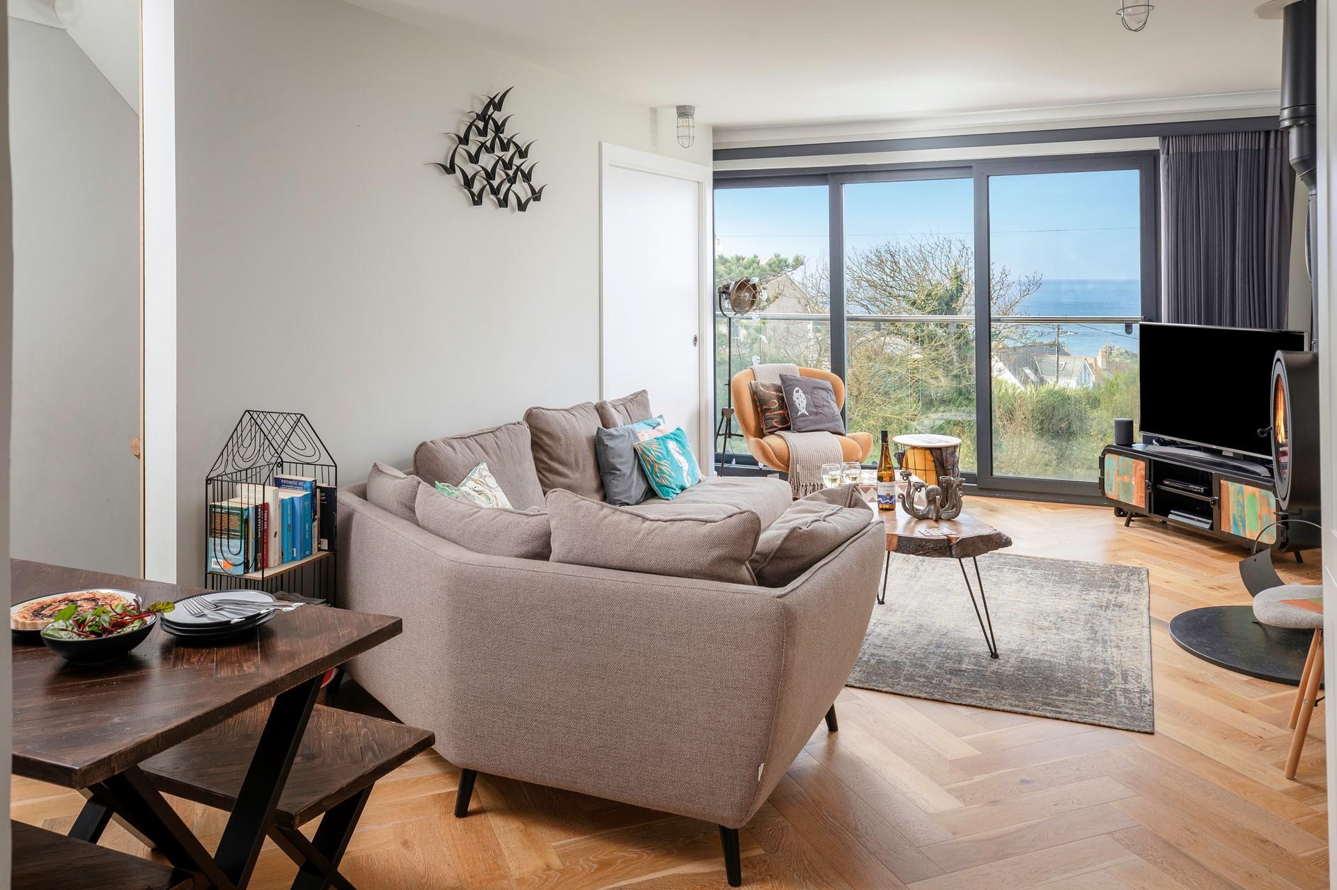 Storm watch from the comfort of your sitting room with the woodburner on.