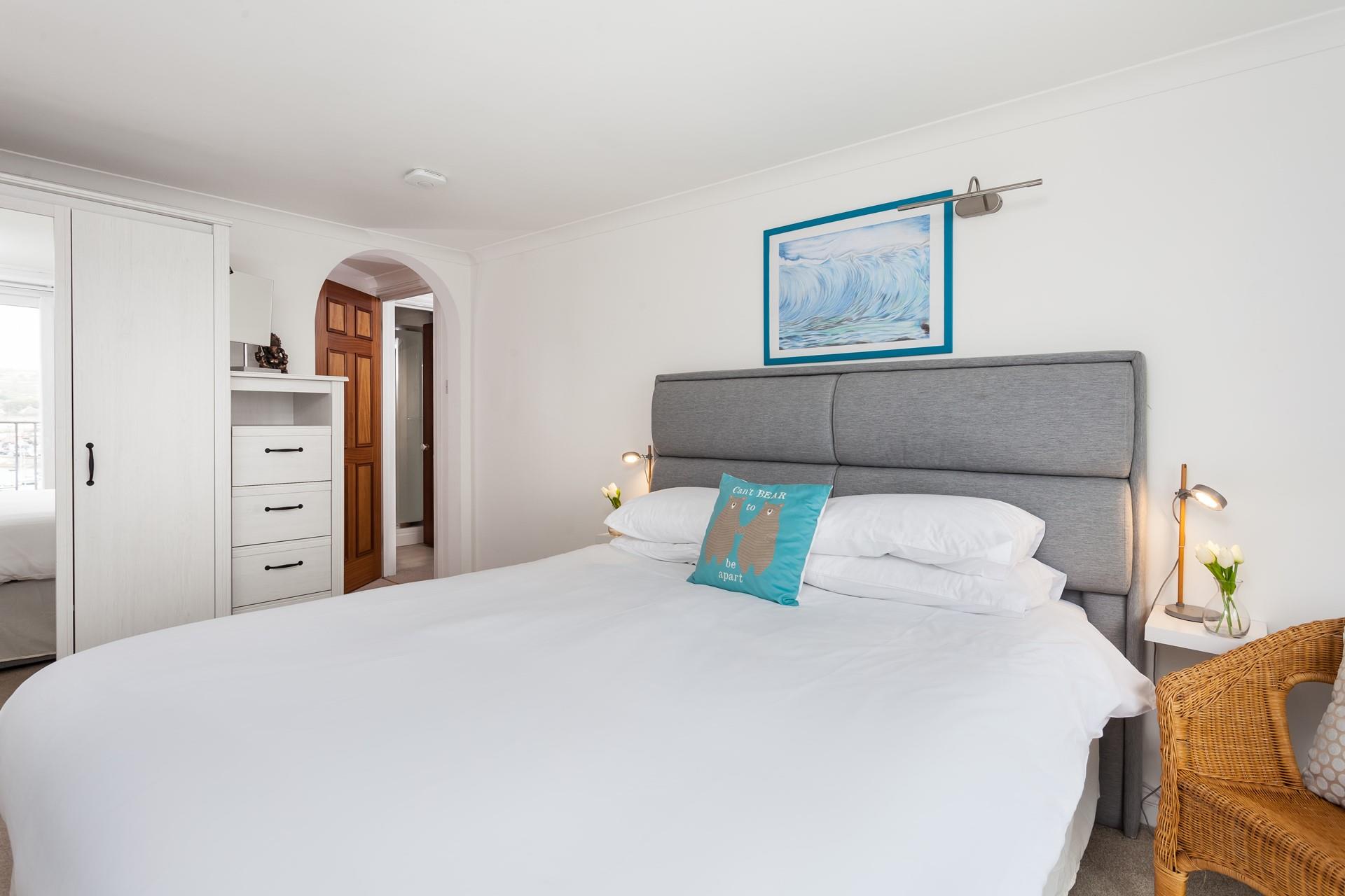 Sink into the soft sheets of the spacious king size bed and drift off to sleep.