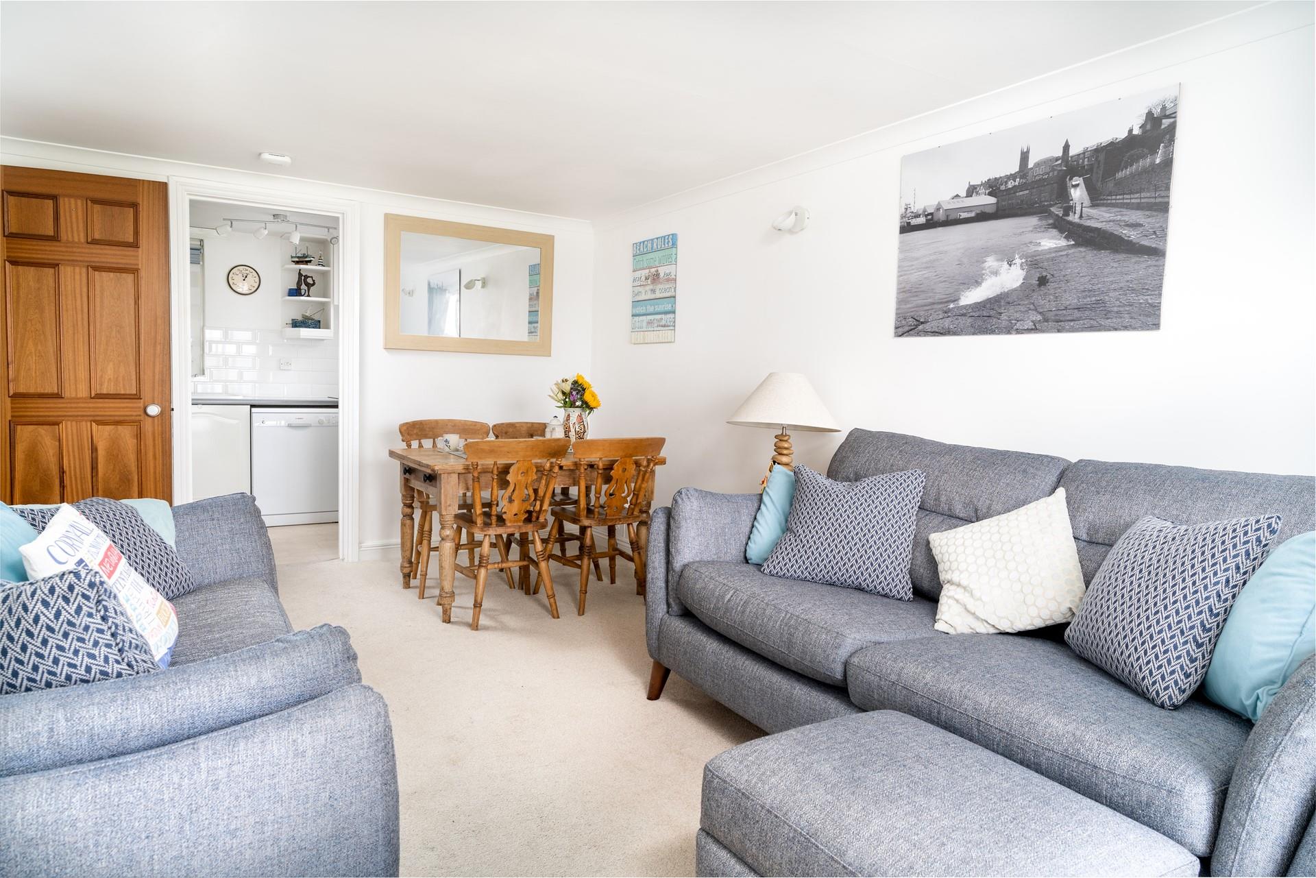 The comfortable sofas offer relaxation in the evenings after spending the day exploring all that West Cornwall has to offer.