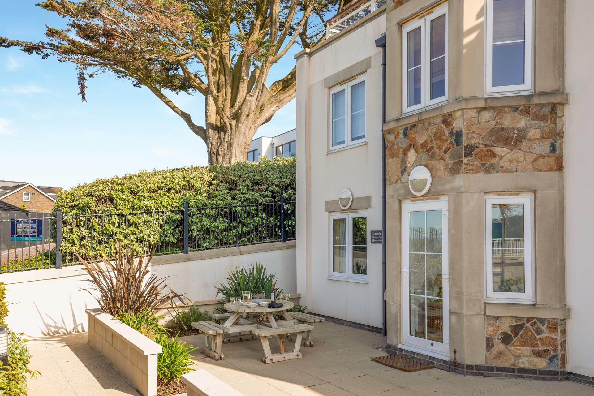 Dine al fresco on the sea view patio.