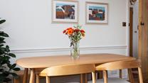 Enjoy a Cornish breakfast at the dining table, which overlooks the garden.