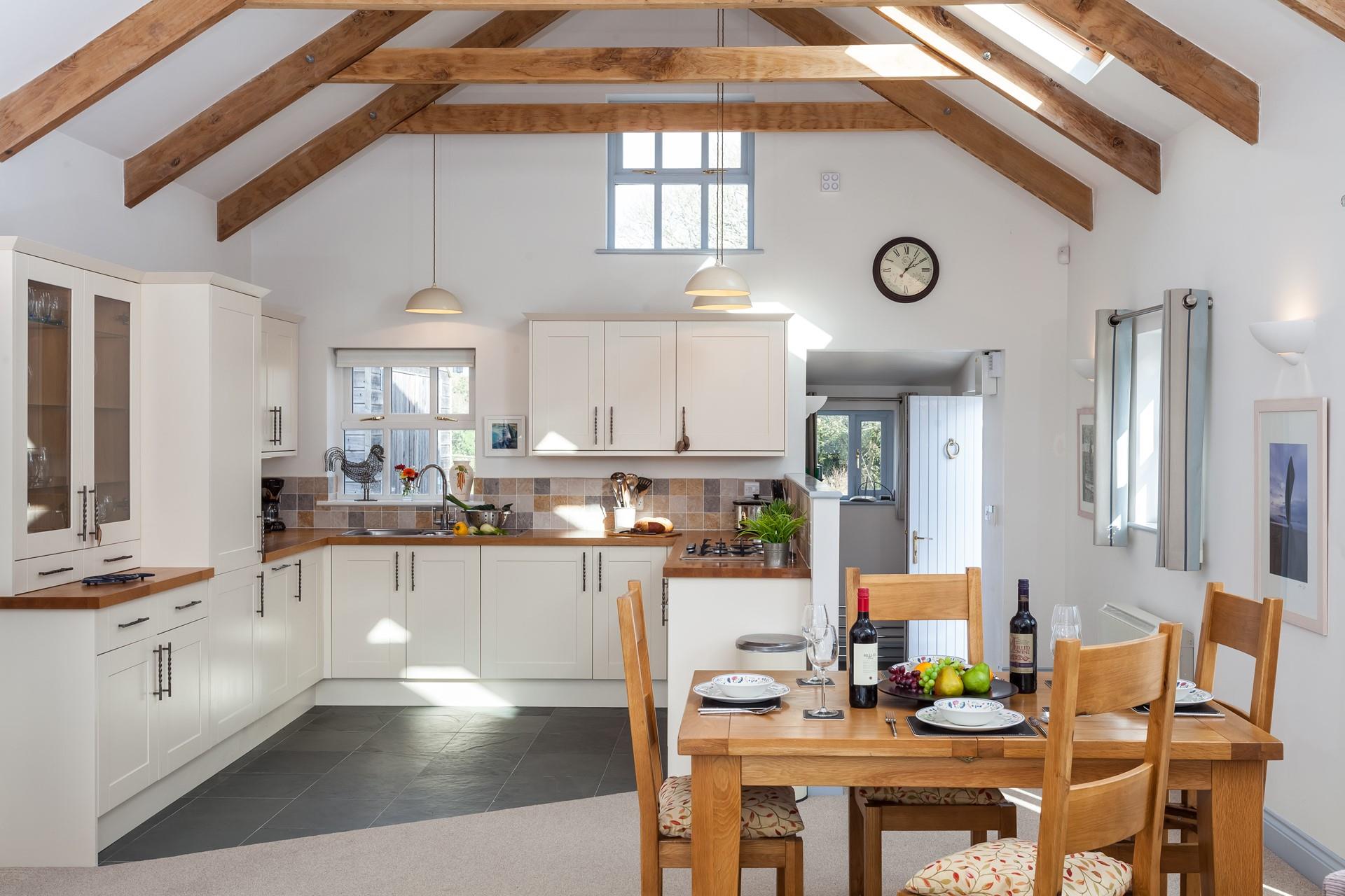 Enjoy pretty countryside views from your rural retreat whilst you prepare dinner in the open plan kitchen/diner. 