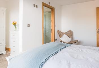 Bedroom 1 is very spacious, with plenty of storage and its own en suite shower.
