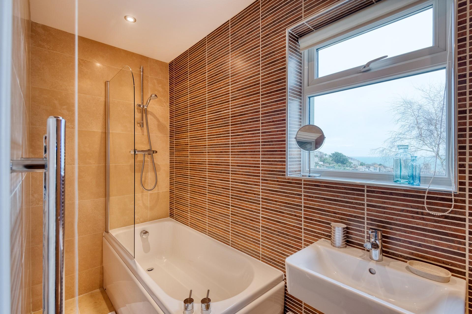A stylish family bathroom.