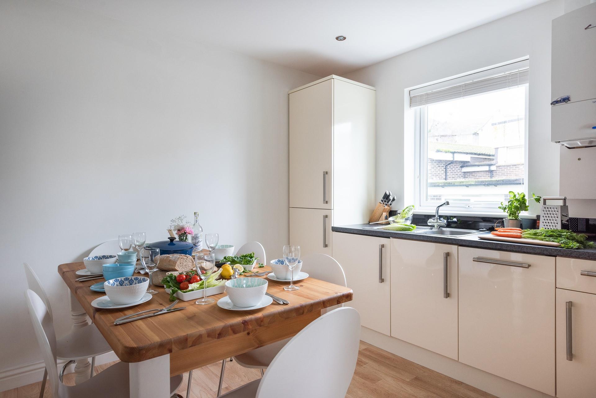 Sit around the table to enjoy a hearty breakfast before heading out for the day.