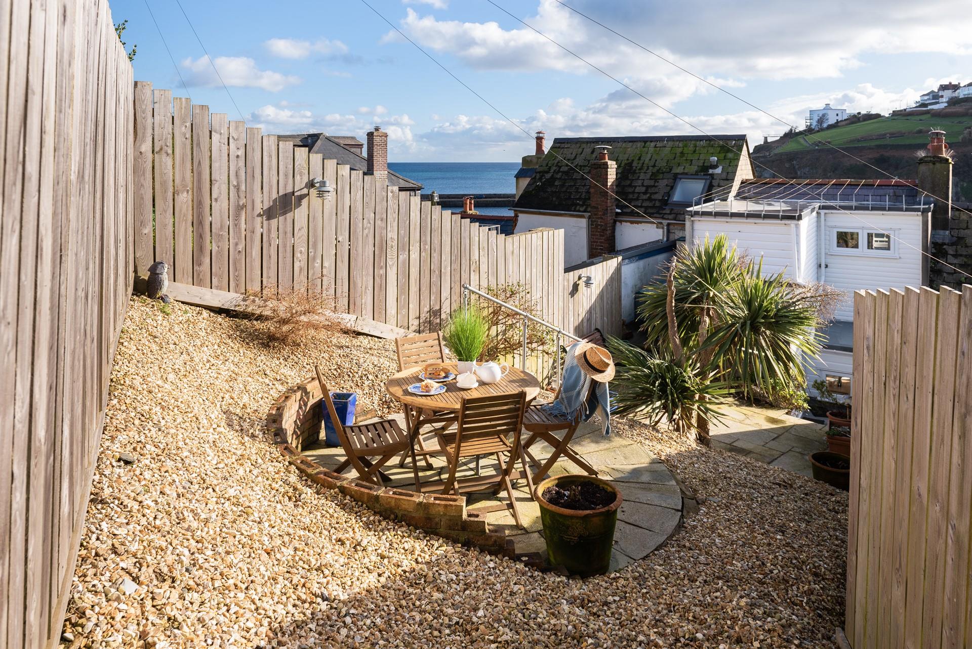 The idyllic patio is set back, making the most of the view.