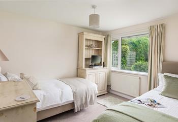 Bedroom 3 is stylishly decorated in pastel tones and is a relaxing base to come back to.