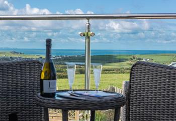 Soak up the sun on the picturesque balcony sipping a glass of prosecco.