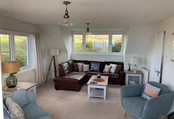 Put your feet up in the sitting room after a fun-filled day exploring Cornwall.