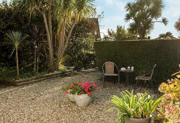 Start the day with a cuppa in the peaceful garden.