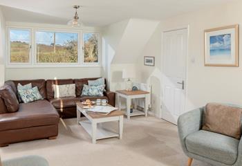 Put your feet up in the sitting room after a fun-filled day exploring Cornwall.