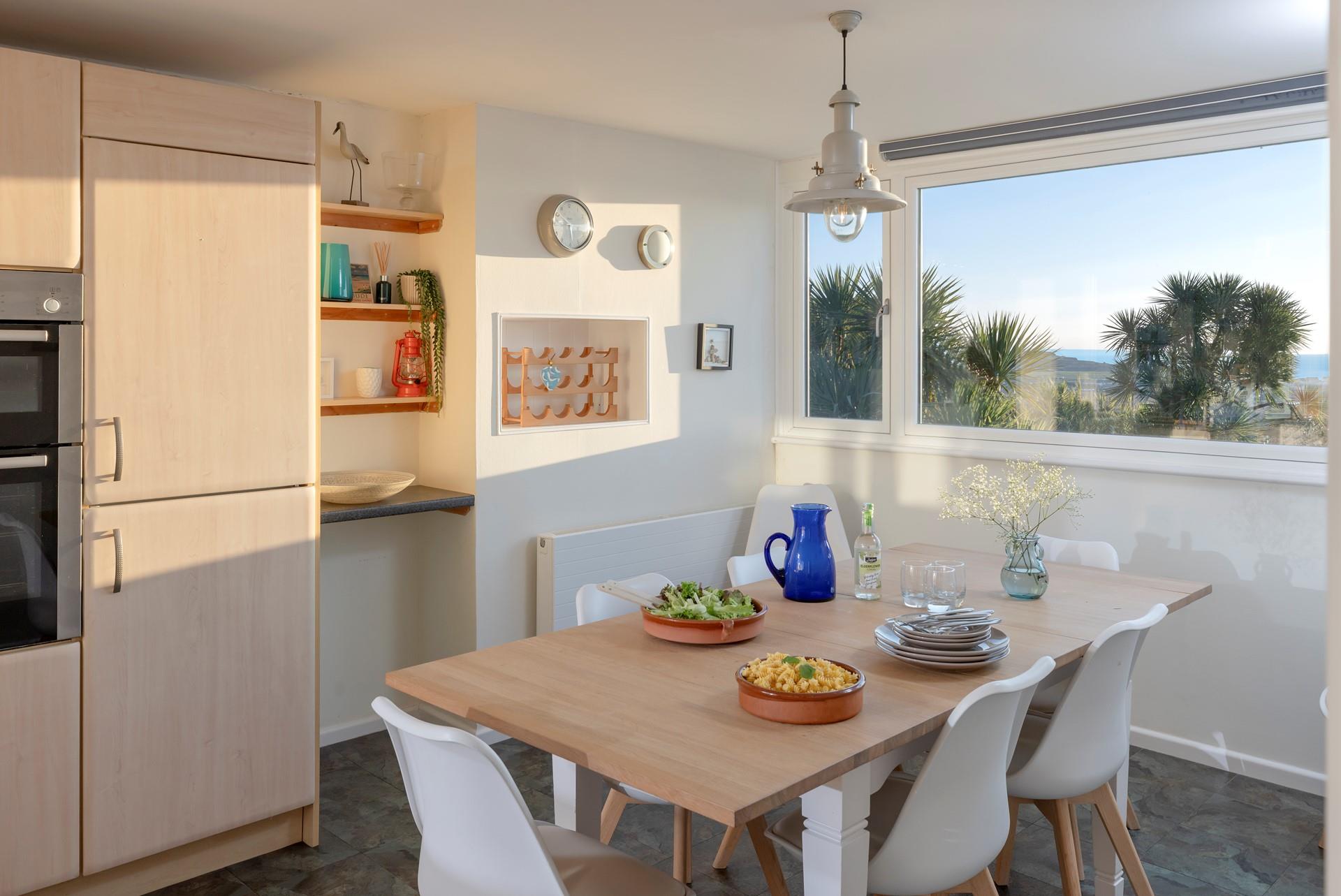 The dining area is perfect for meals with a view.