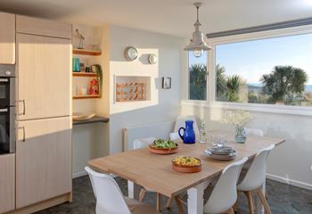 The dining area is perfect for meals with a view.