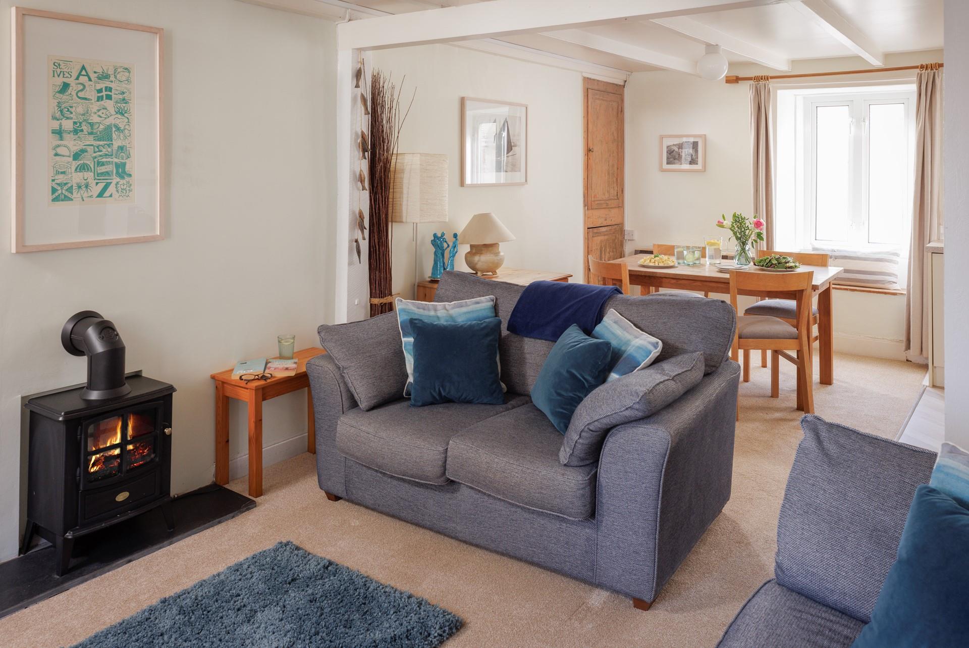 Come evening, you can enjoy the electric fire in the cosy sitting room.