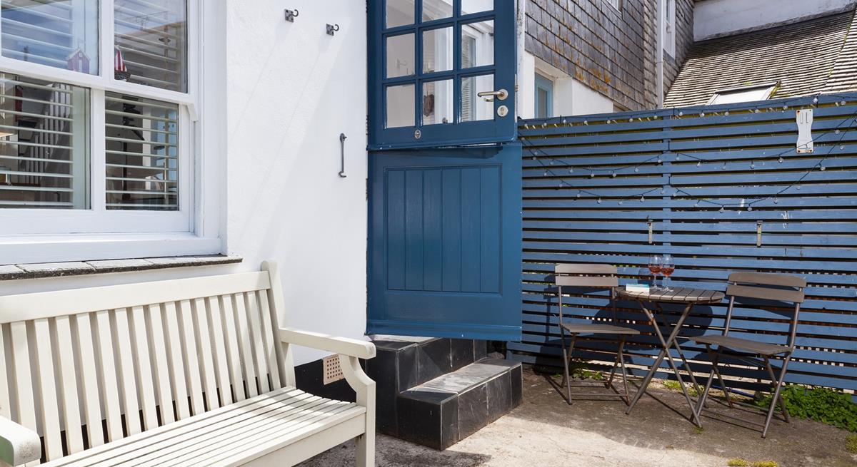 The outside bistro table makes for easy al fresco dining.