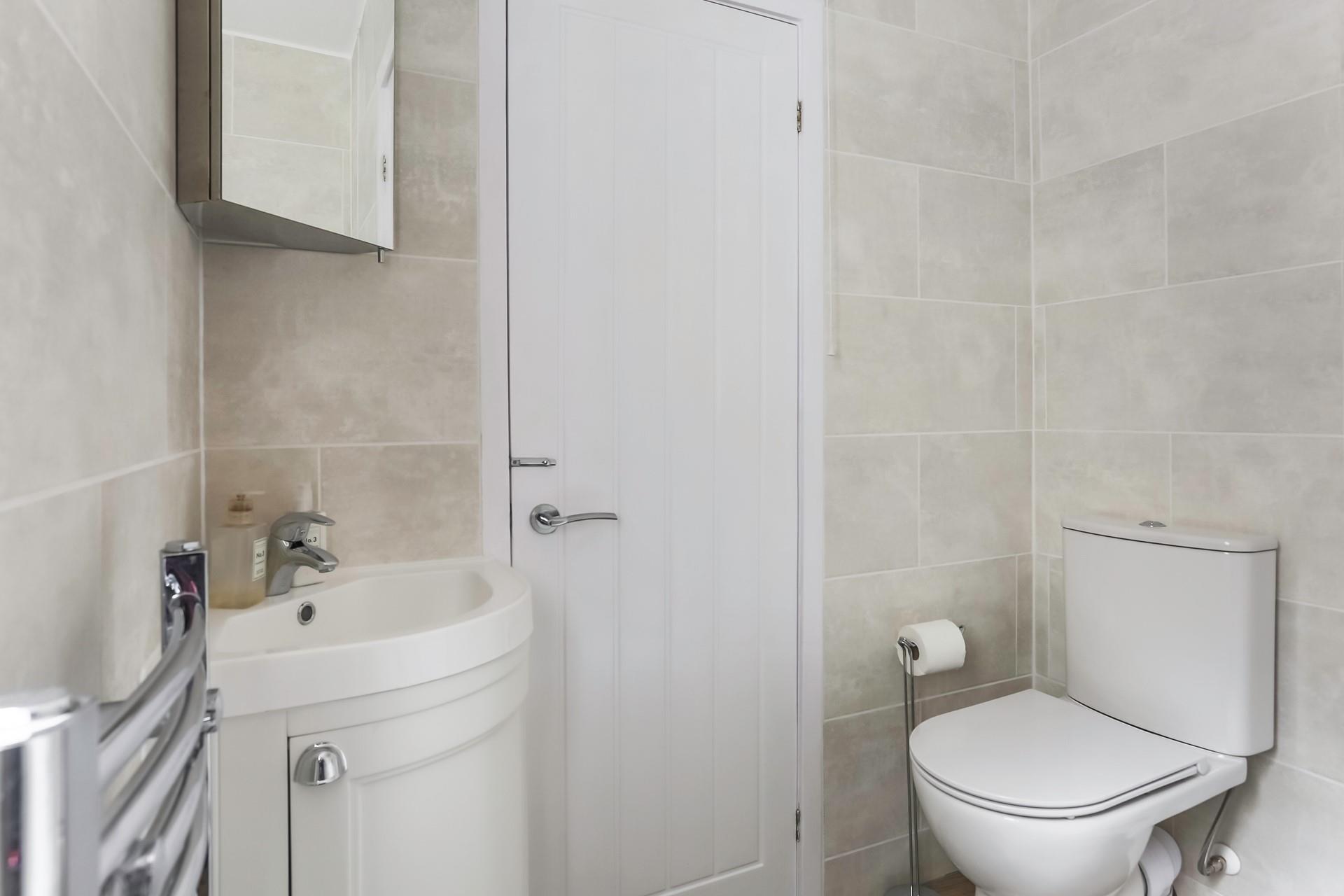 Get ready for the day in the family bathroom.