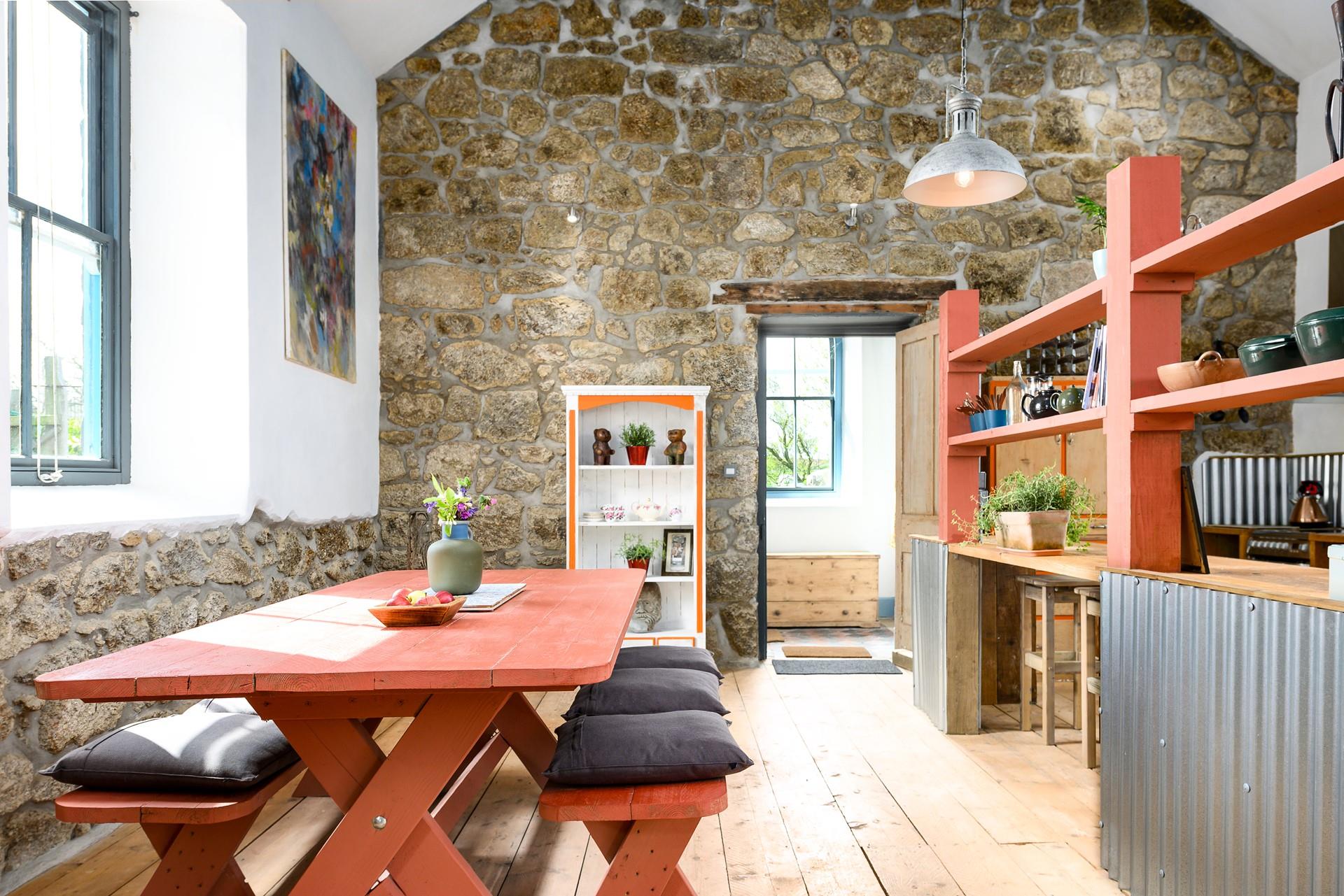 Original stone walls have been restored throughout.