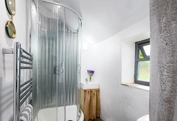 Rustic en suite shower room, perfect for washing the sand off.