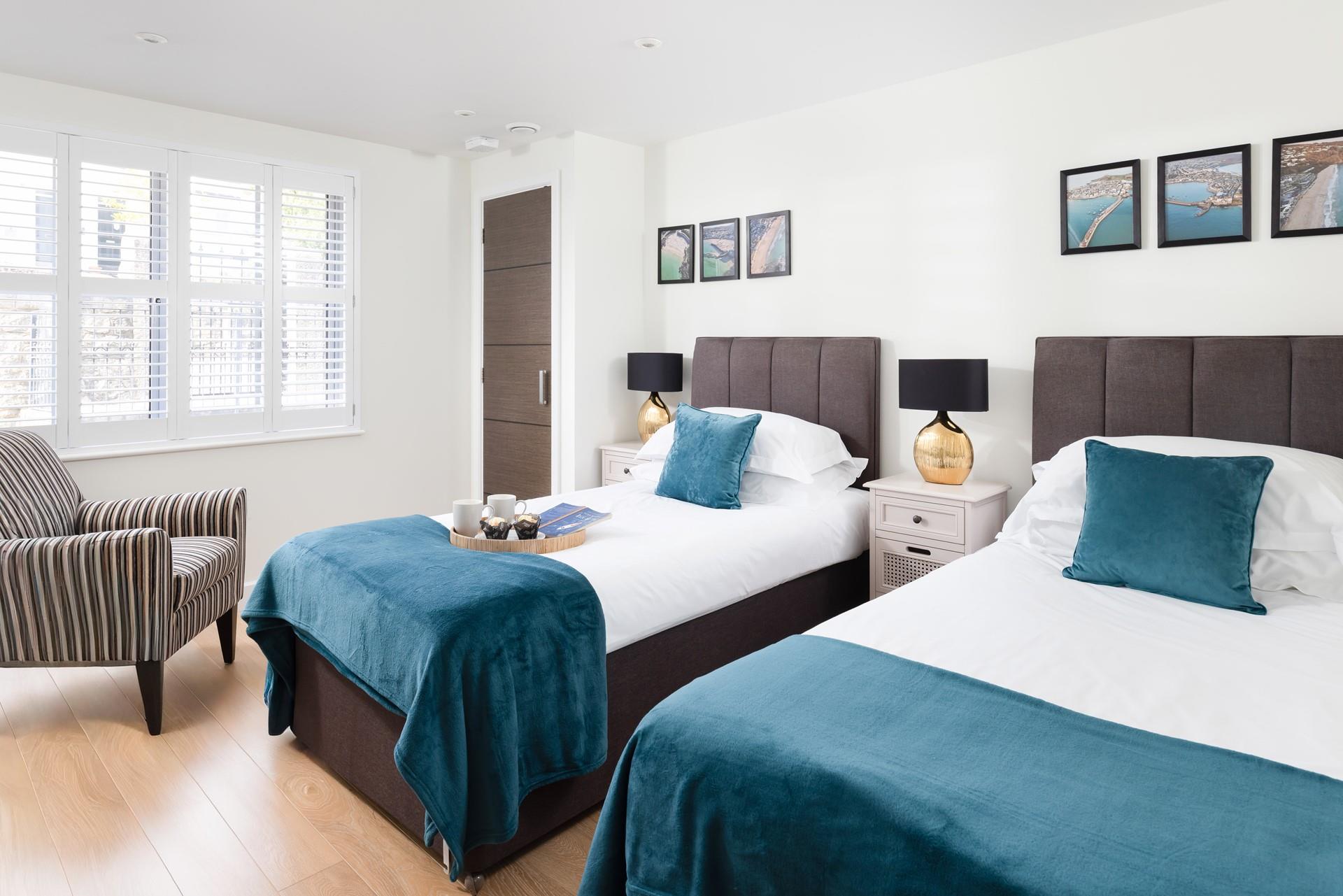 The twin room is beautifully finished with high-quality furnishings.
