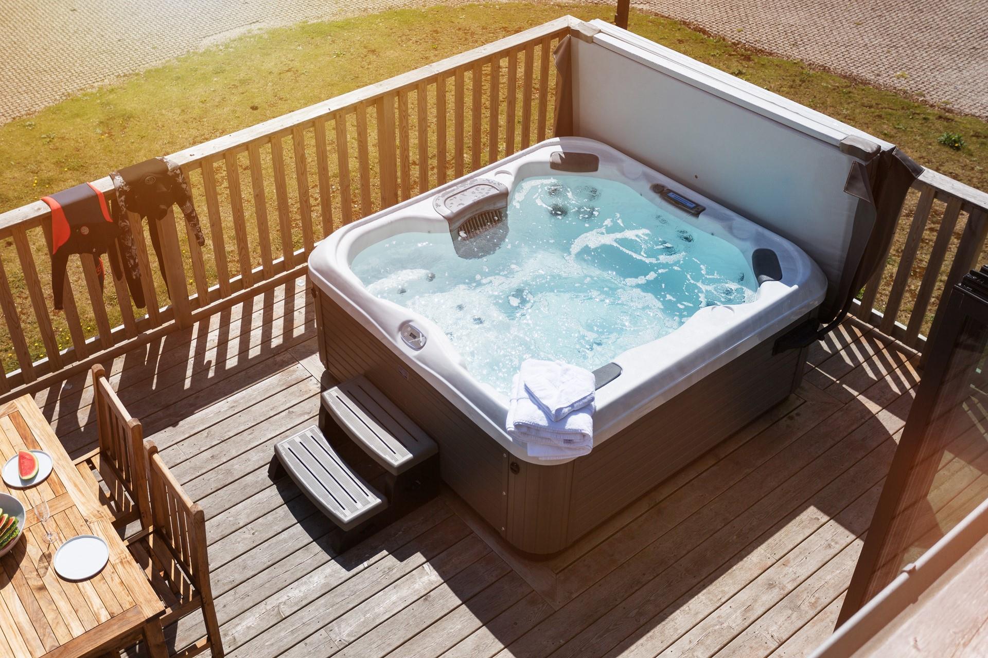 Stargazing in the hot tub on a clear night.