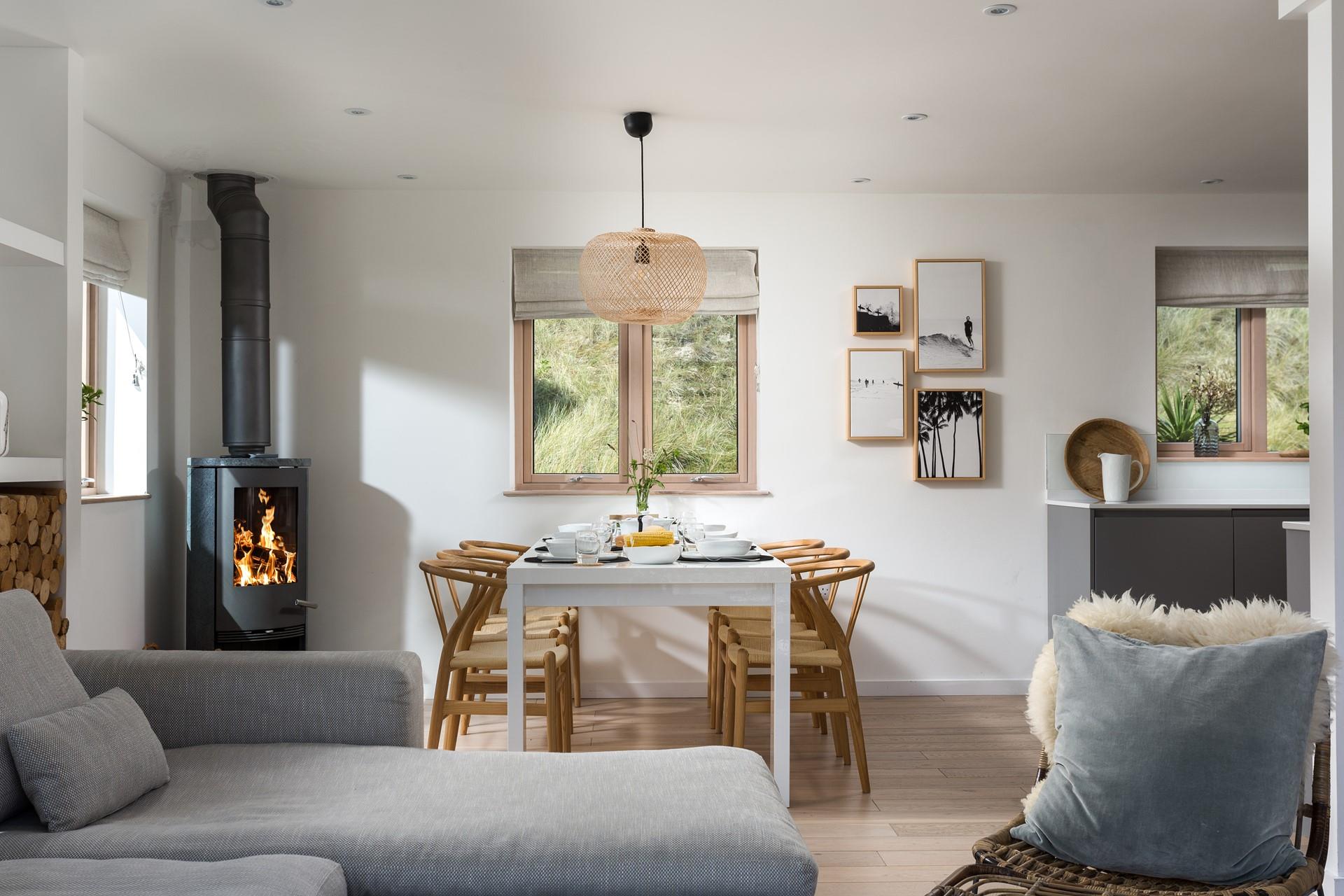 Light the woodburner in winter months after a blustery beach walk.