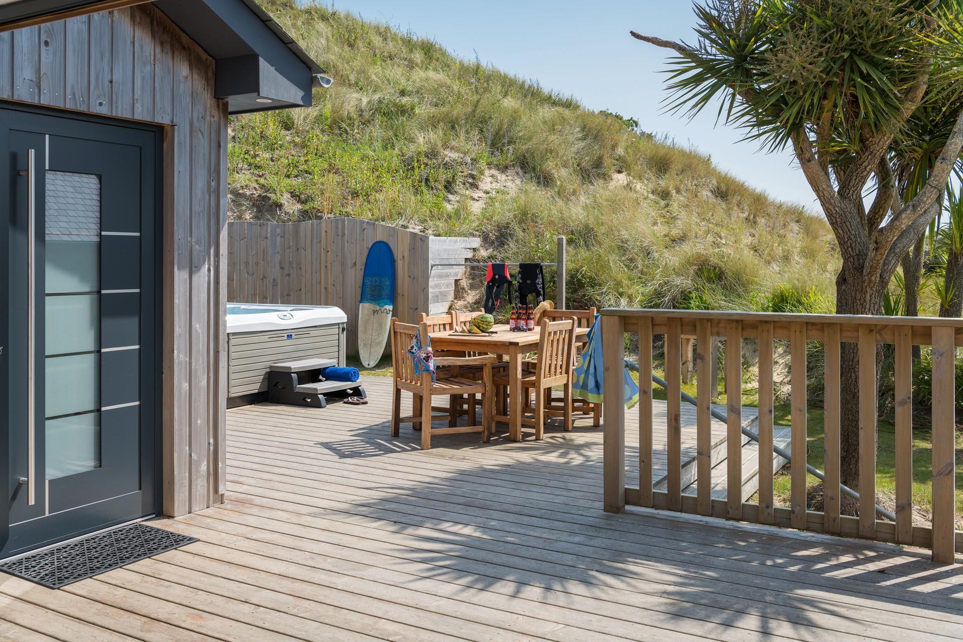 Enjoy a family breakfast outside and bring your wetsuits and surfboards to spend the day in the waves.