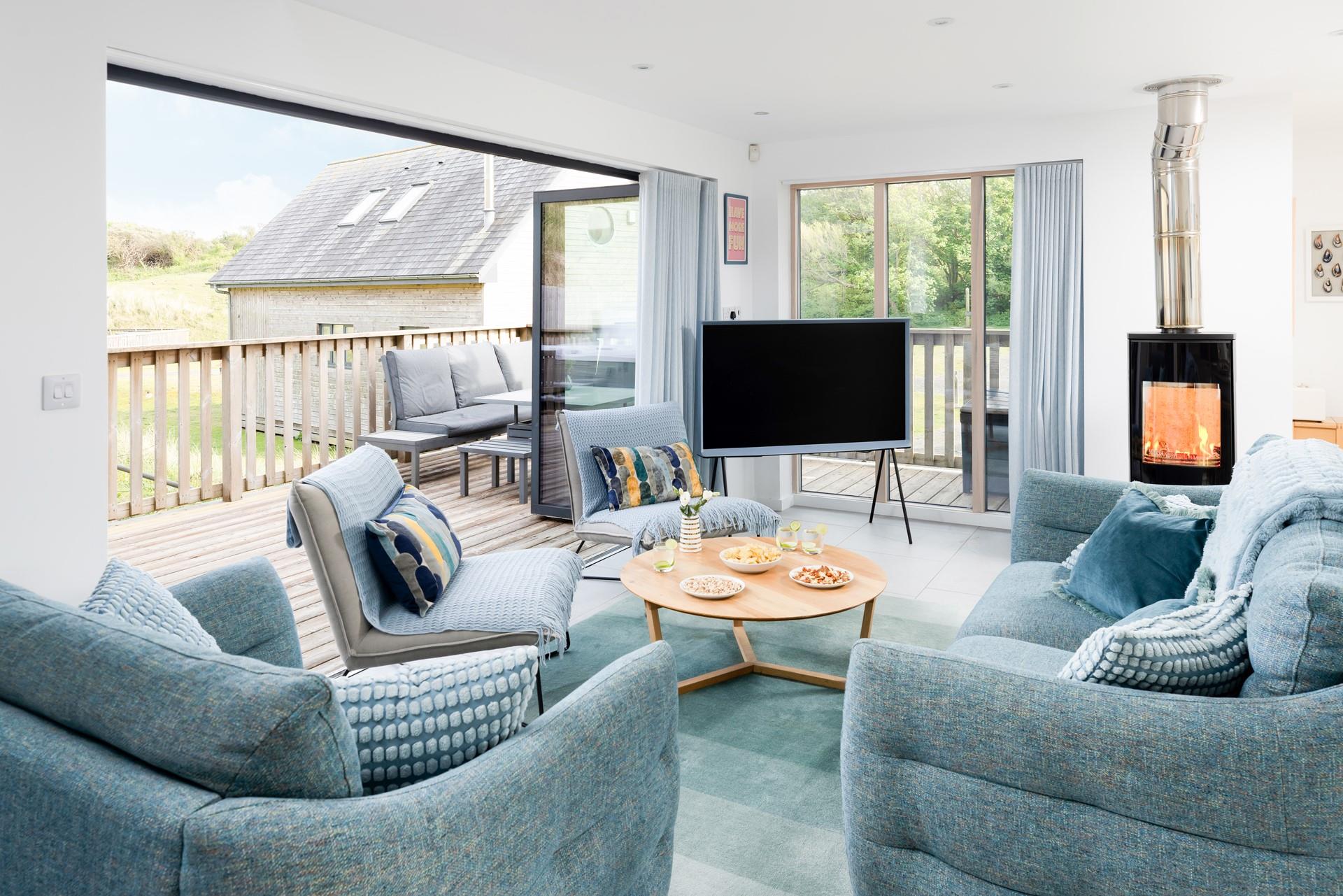Snuggle up with a movie and snacks after a day of exploring the beach. 