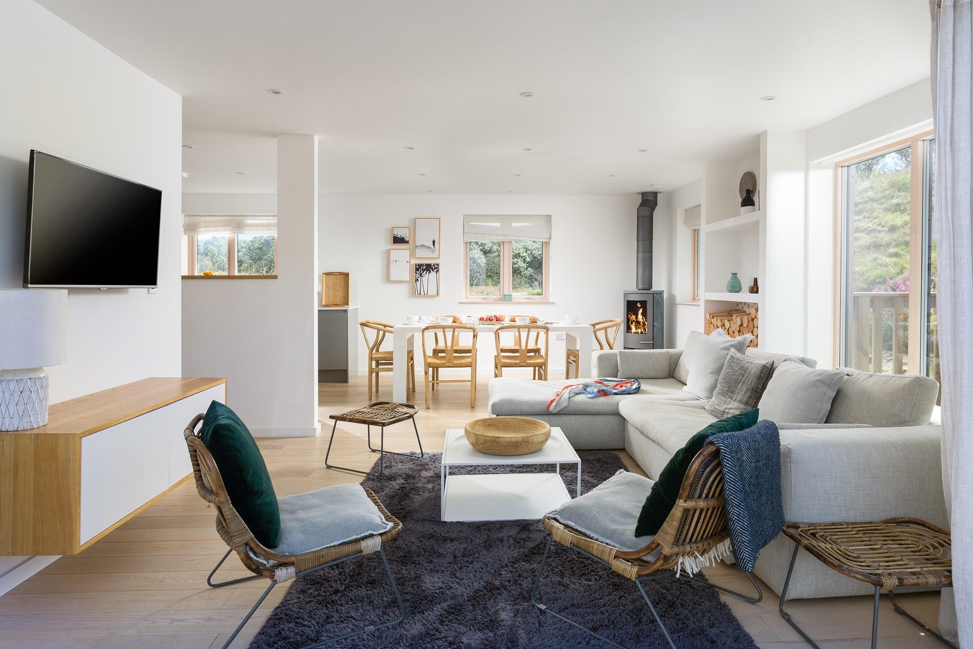 The woodburner makes the cooler evenings cosy for the family. 