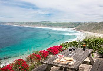 Dine al fresco with a stunning view over the Atlantic.