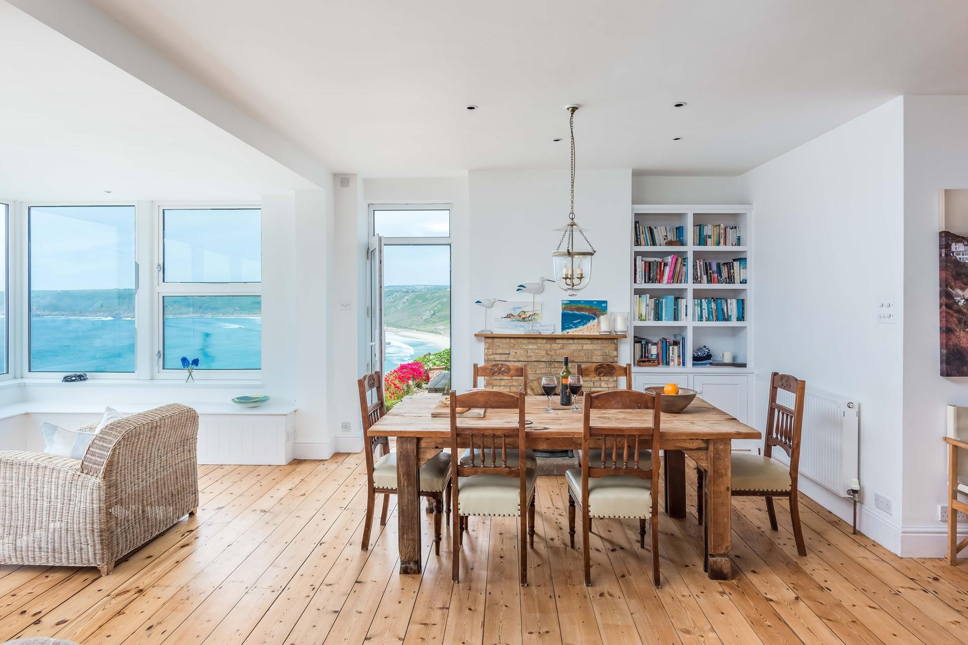 The sitting and dining area is perfect for long, lazy brunches with a view.