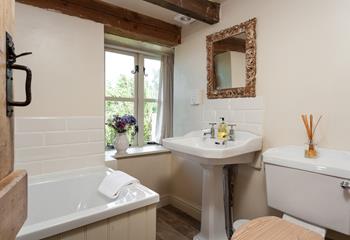 The family bathroom completes this idyllic farmhouse, unwind at the end of the day with a hot bubble bath. 