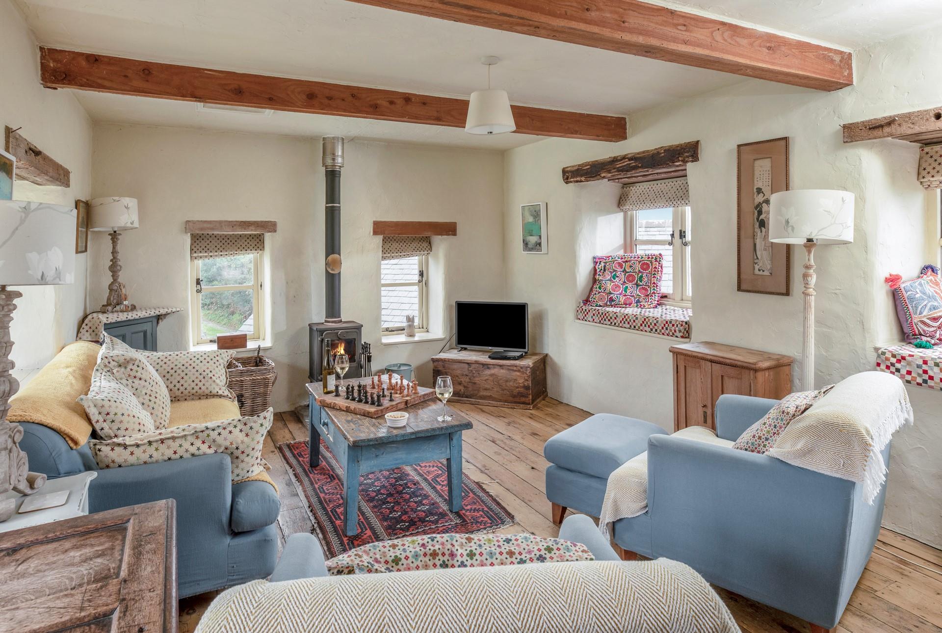 Put your feet up in the evening with a glass of wine in front of the woodburner.