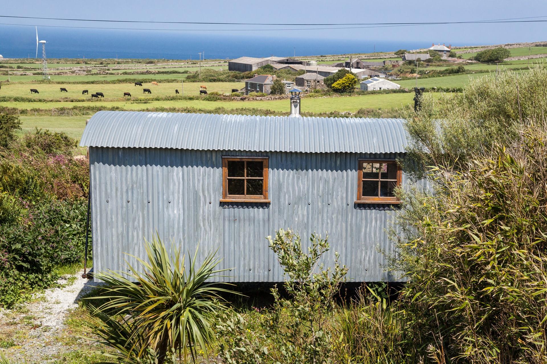 The Shepherd Hut is located in the heart of the Cornish countryside, near to other beauty spots such as St Ives and Porthcurno.