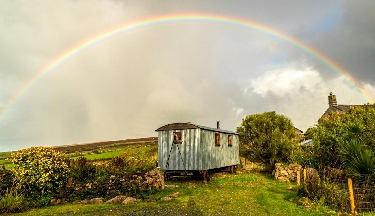 The owners captured this magical rainbow over the shepherd's hut - amazing! 