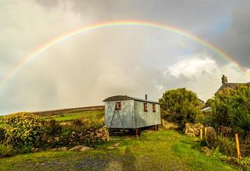 The owners captured this magical rainbow over the shepherd's hut - amazing! 
