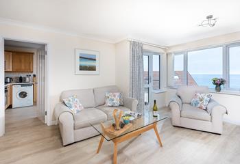 Sink into the comfortable sofa and enjoy the stunning sea views whilst sipping a glass of wine.