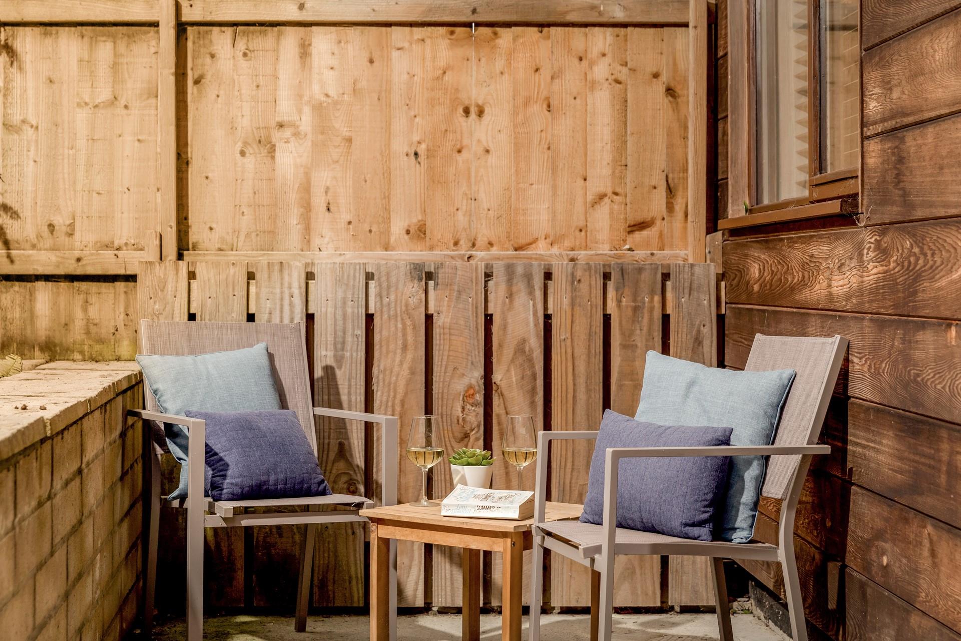 There is a little courtyard space at the back of the property, ideal for reading a book.