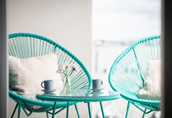 Step onto the balcony and wake up with a coffee, looking out towards the dunes of Crantock.