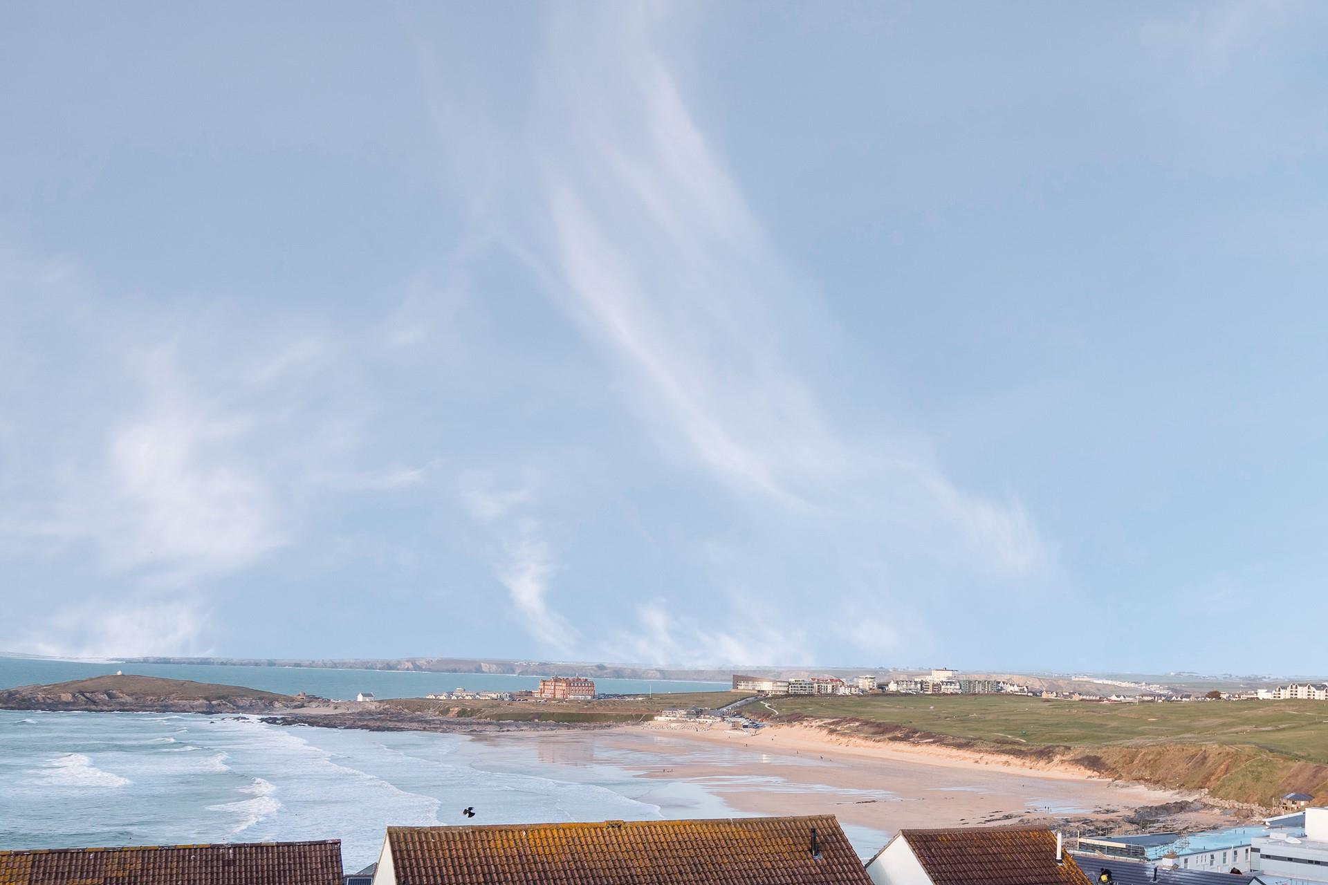 The Headland Hotel in the distance offers gorgeous spa facilities, along with a cosy bar and restaurant to enjoy all year round.