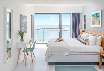 Wake up in the luxurious super king size bed to sea views while you sip a morning cuppa.