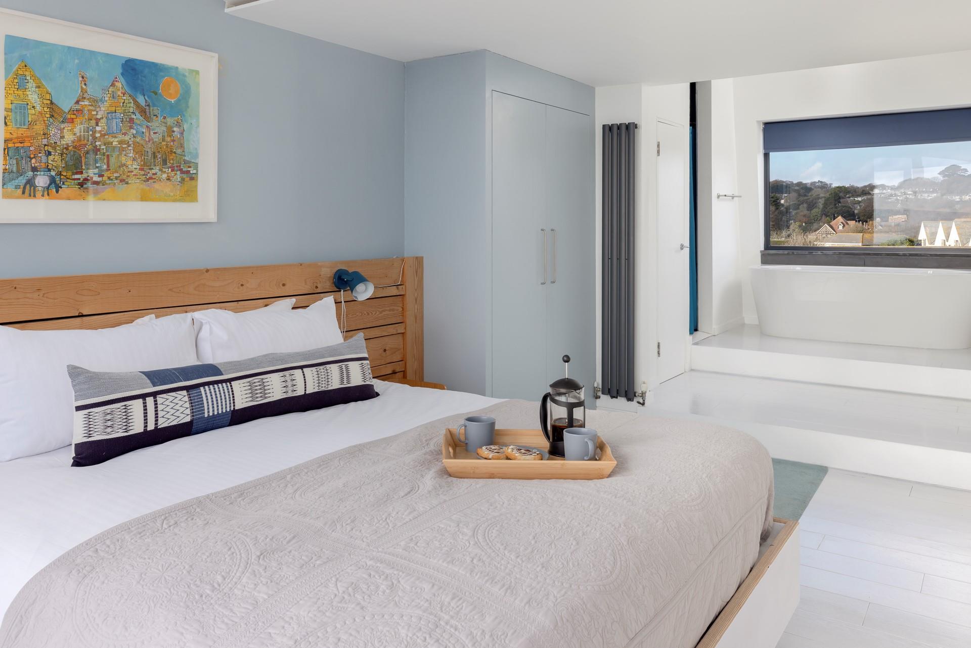 Coastal blue decor reflect the seaside location.