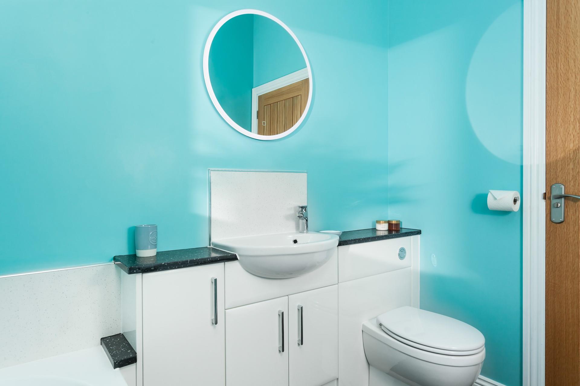 Get ready for the day in the bathroom.