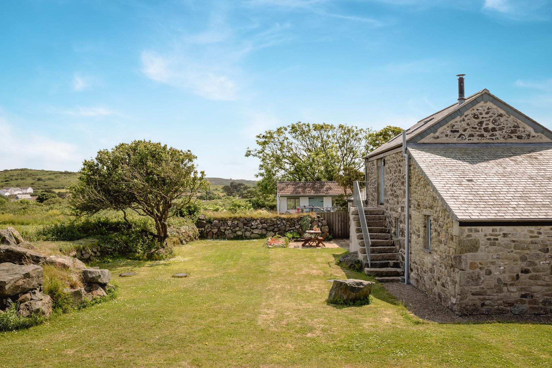 There is a large garden to explore.