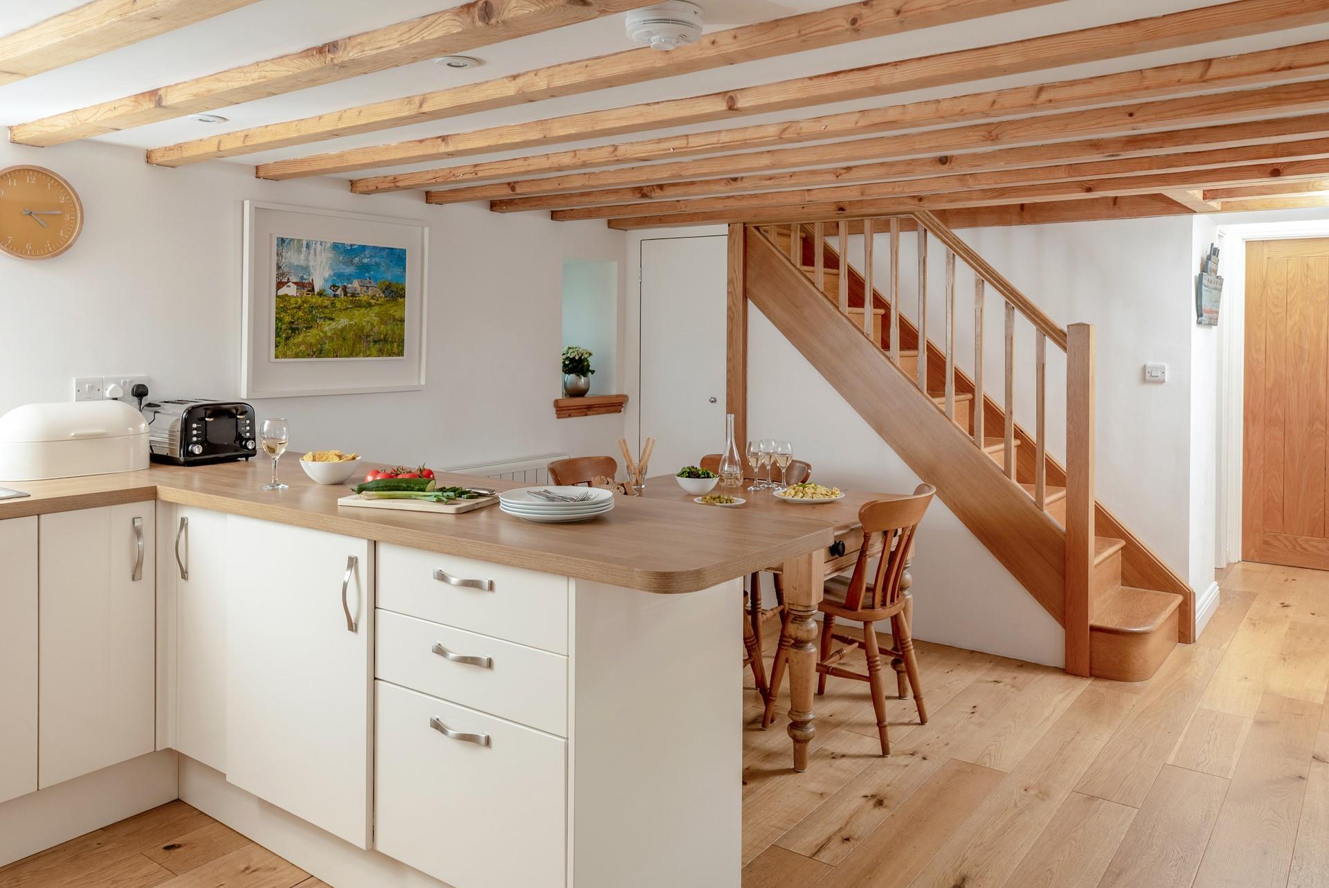 Tuck into a feast at the dining table.