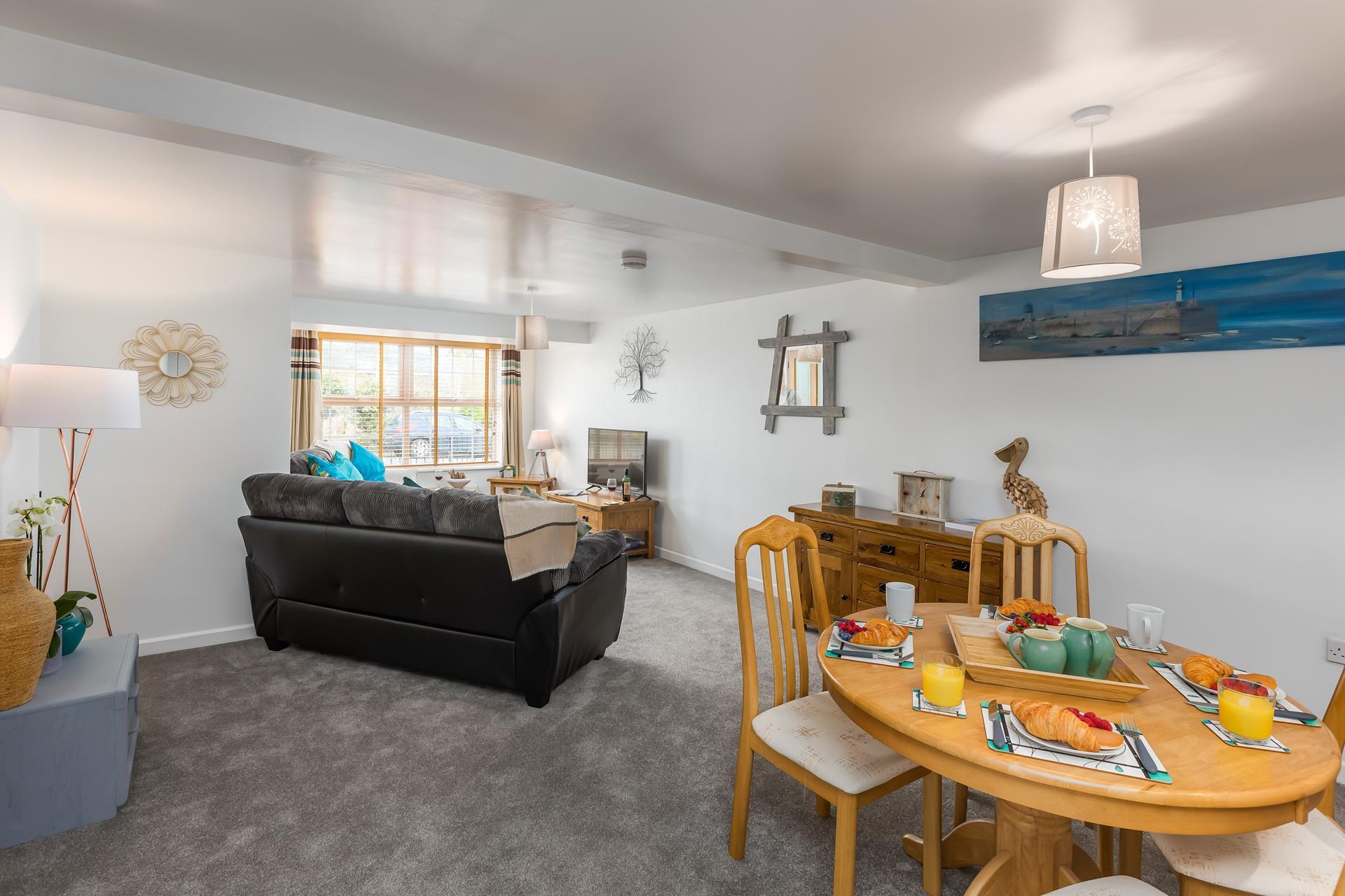 Sit around the table and tuck into fresh pastries to start the day.