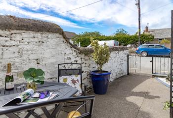 On-street parking is available just outside, across from the quaint courtyard. 