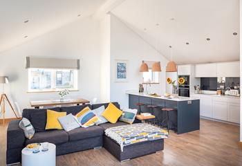 Open plan living with gorgeous interiors make this a fabulous space for socialising with friends and family. 